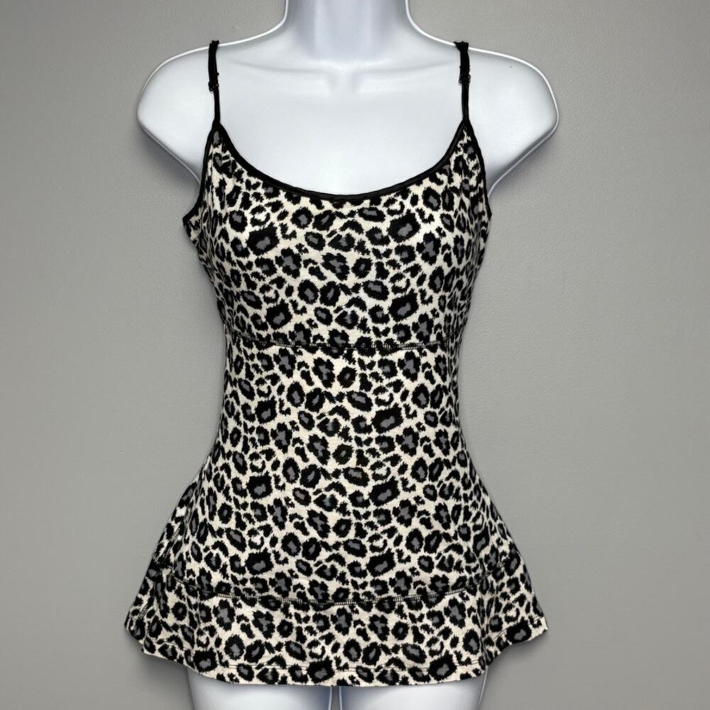 I Am Yummie‎ Black White Leopard Babydoll Tummy Control Cami Sz L